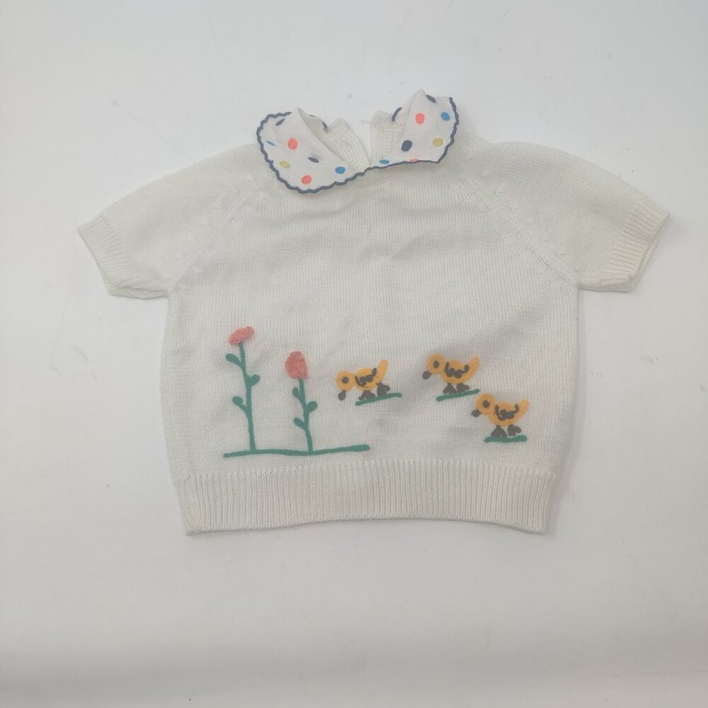 Tout Petit Vintage Embroidered Baby Sweater